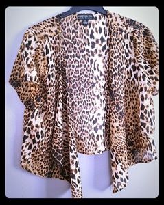 Leopard cropped kimono